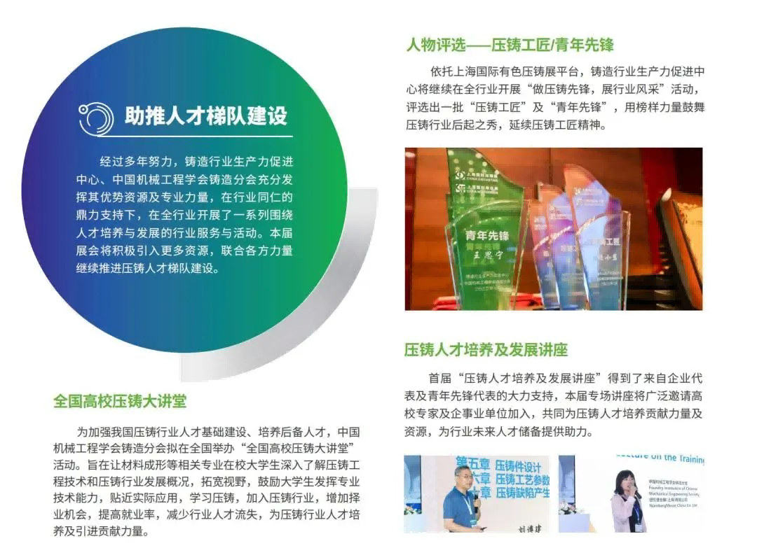 依托上海國際有色壓鑄展平臺，鑄造行業生產力促進中心將繼續在全行業開展“做壓鑄先鋒，展行業風采”活動